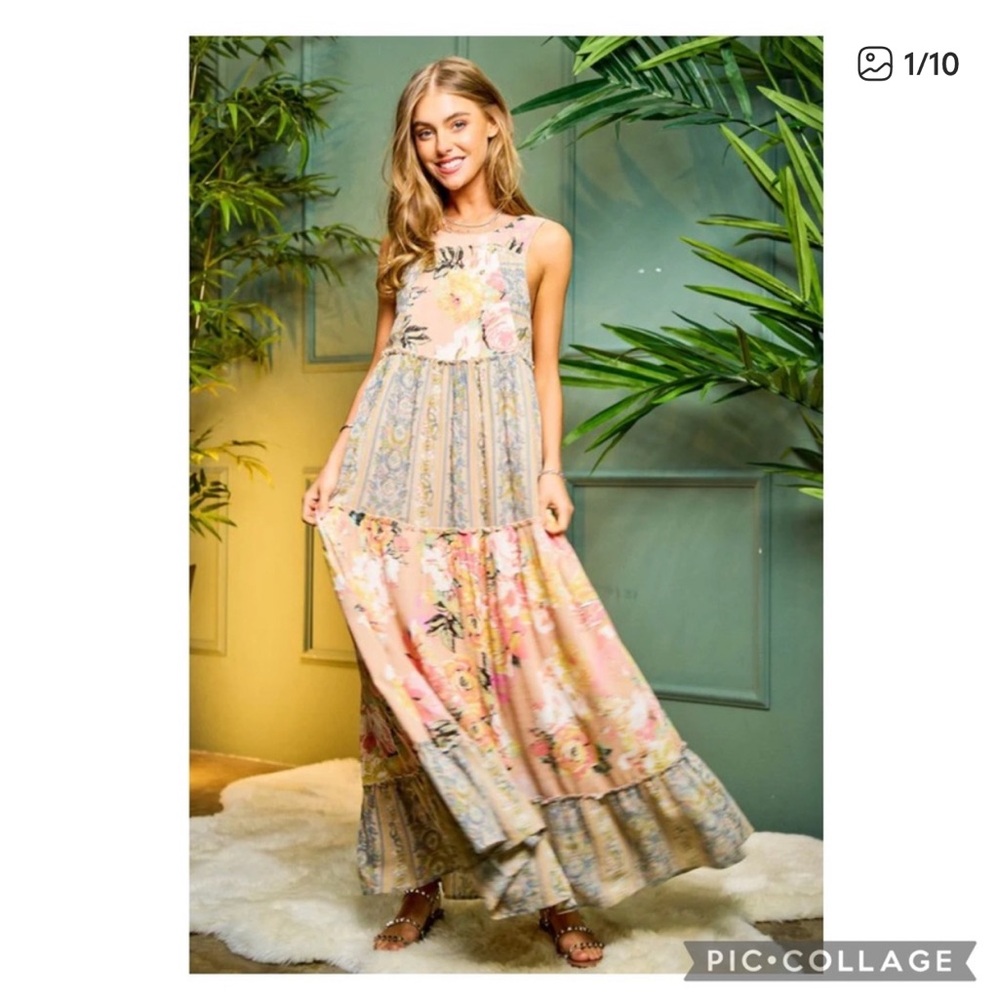 Medium Garden Dreams Tiered Boho Maxi Dress